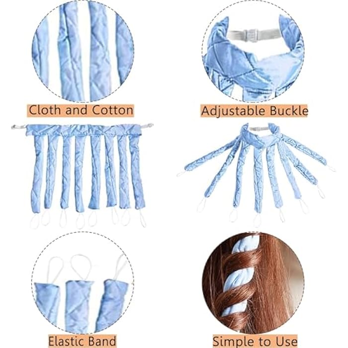 Joyzzz Heatless Hair Curler, Octopus Design Adjustable Lazy Curlers, No Heat Curling Rod Headband Curlers Sleep Overnight Curls Wave Hair Curler, DIY Hair Styling Tool for Women Girl (blue) - Image 2